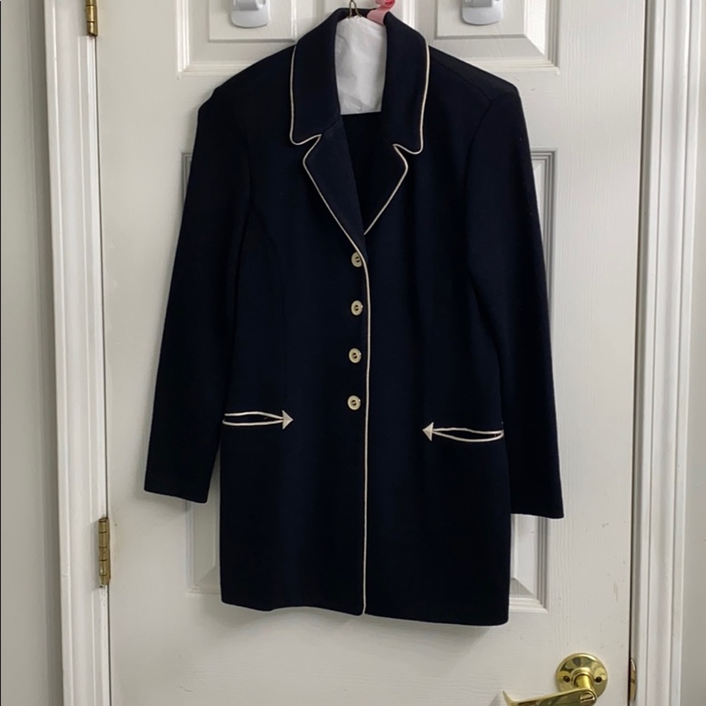 St. John Knit long sweater jacket navy blue